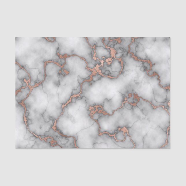 Hot Foil Rose Gold Marble Design Tissue Paper (Front)