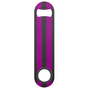 Hot Fuchsia Pink Racing Stripes Carbon Fibre Style Bar Key