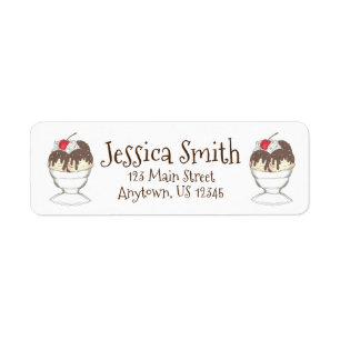 Hot Fudge Sundae Ice Cream Address Labels