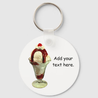 Hot Fudge Sundae Retro Ice Cream Keychain