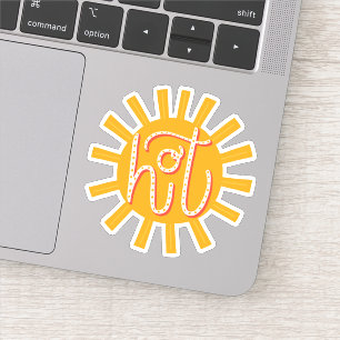 Hot. Funny cute yellow sun / Summer sunshine