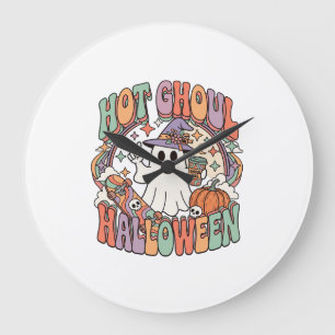 Hot Ghoul Halloween Ghost Witch Hat Skateboard Large Clock