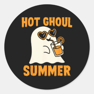 Hot Ghoul Summer Cute Funny Ghost Halloween  Classic Round Sticker