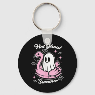 Hot Ghoul Summer Flamingo Ghost Summerween Keychain