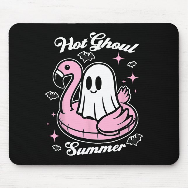 Hot Ghoul Summer Flamingo Ghost Summerween  Mouse Pad (Front)