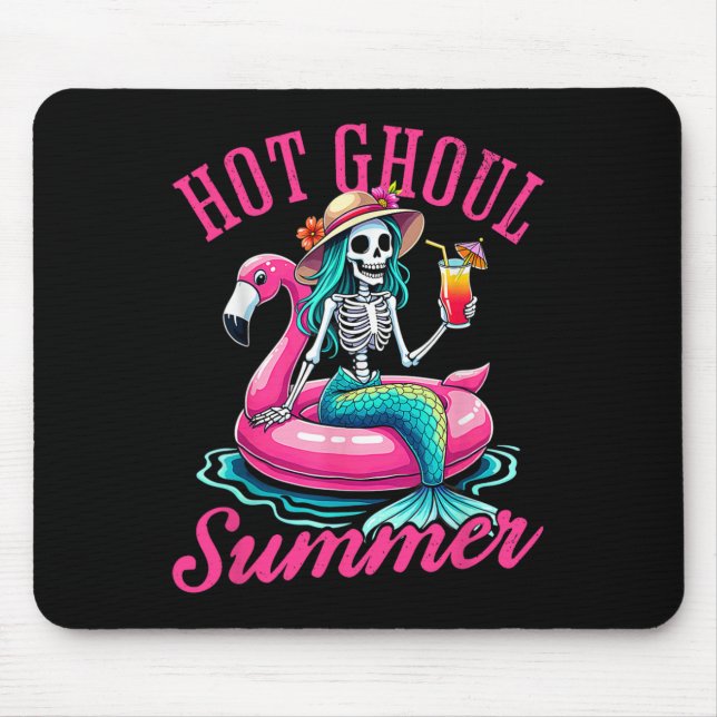 Hot Ghoul Summer Summerween Halloween Skeleton Mer Mouse Pad (Front)