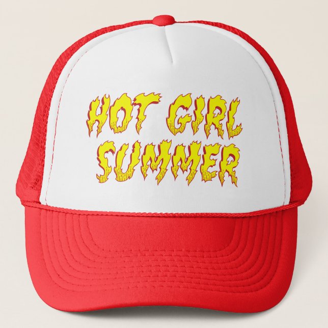 Hot Girl Summer Flame Typography Trucker Hat (Front)