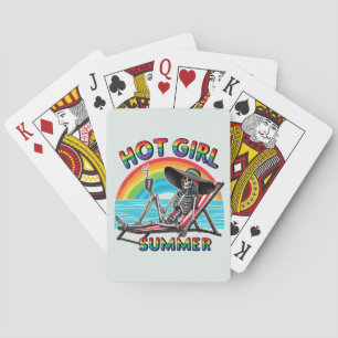 Hot Girl Summer Skeleton Retro Beach Design Playing Cards