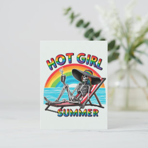 Hot Girl Summer Skeleton Retro Beach Design Postcard