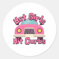 Hot Girls Hit Curbs Funny Pink Car