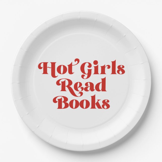 Hot Girls Read Books Paper Plate (Front)