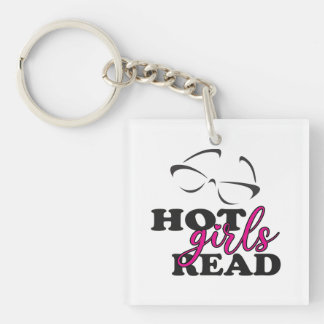 Hot Girls Read Square Keychain