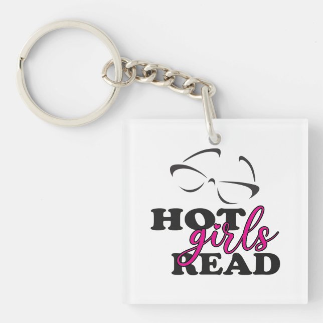Hot Girls Read Square Keychain (Front)