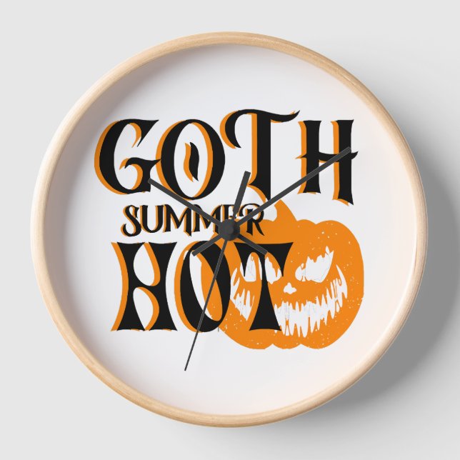 Hot Goth Summer-Horror Smiling Pumpkin Clock (Front)
