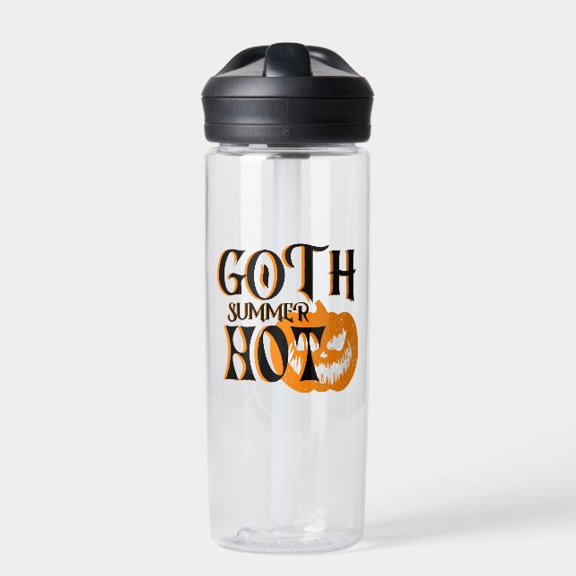 Hot Goth Summer-Horror Smiling Pumpkin Water Bottle (Front)