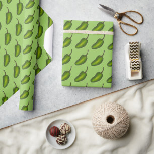 Hot Green Jalapeño Pepper Peppers Jalapenos Veggie Wrapping Paper
