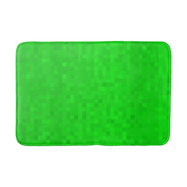 Hot Green Mosaic Tiles Pattern, Bath Mat (Front)