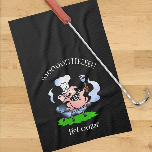 Hot Griller Pig Smoker Black Kitchen Towel (Creator Uploaded)