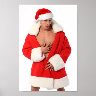 Hot Guy Poses Sexy Santa Hat Outfit Hunk Poster
