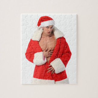 Hot Guy Poses Sexy Santa Hat Outfit Jigsaw Puzzle