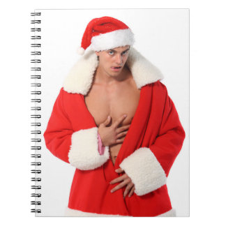Hot Guy Poses Sexy Santa Hat Outfit Notebook