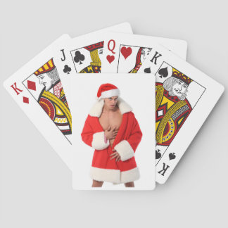 Hot Guy Poses Sexy Santa Hat Outfit Playing Cards