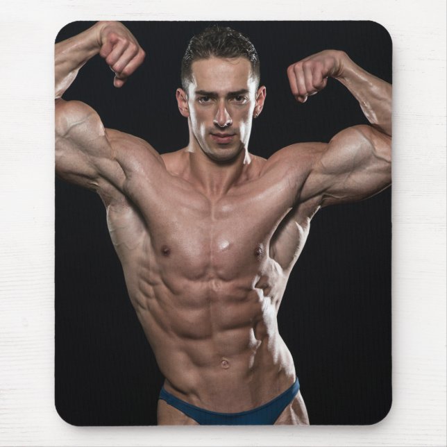Hot Guy Sexy Shirtless Bodybuilder Muscle Manly Mouse Pad (Front)