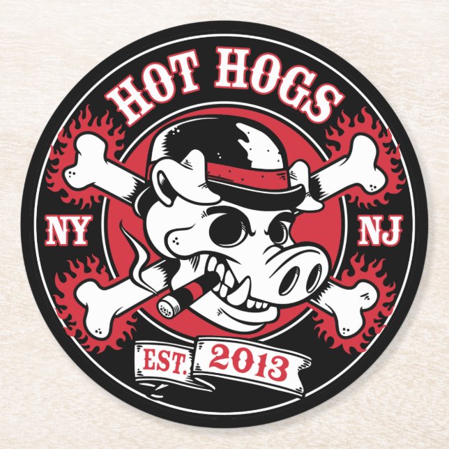Hot Hogs™ Classic Black Coasters (Front)