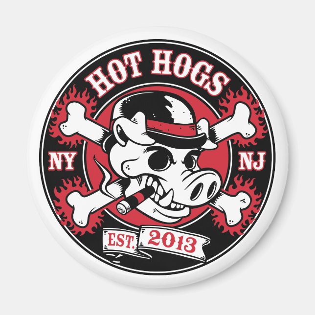 Hot Hogs™ Round Magnet (Front)