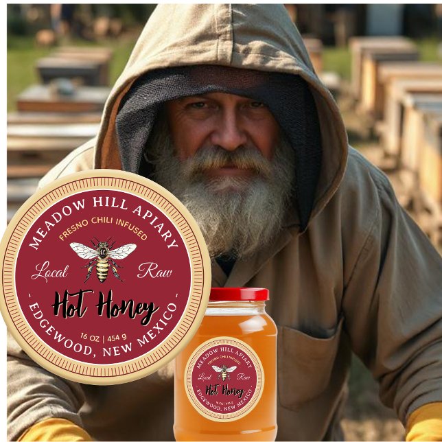 Hot Honey Label Fresno Chili Infused Yellow Bee (Creator Uploaded)