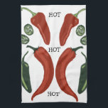 HOT HOT HOT Spicy chiles jalapeno Kitchen Towel<br><div class="desc">Decorate your kitchen with this fun and spicy jalapeno dish towel. Makes a great housewarming or wedding gift!
You can customize it and add text too.
Check my shop for lots more colours and patterns!</div>