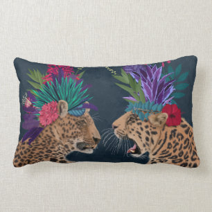 Hot House Leopards   A Couple Lumbar Pillow