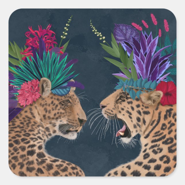 Hot House Leopards | A Couple Square Sticker (Front)