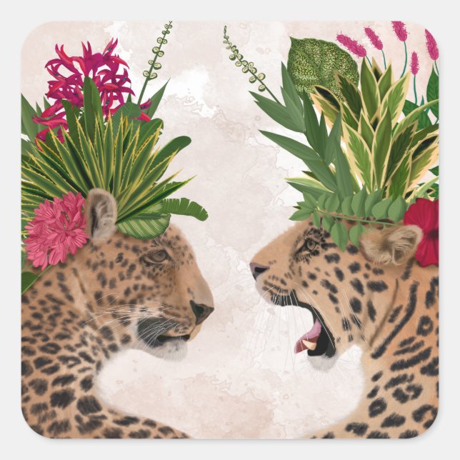 Hot House Leopards | A Pair Square Sticker (Front)