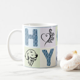 Hot & hygge mug (blue letters & pastels)