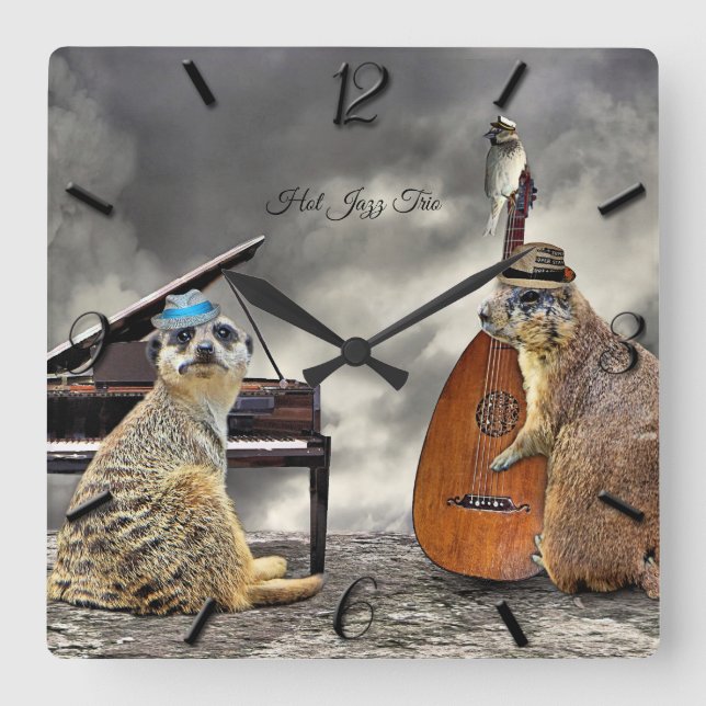 Hot Jazz Trio Square Wall Clock (Front)