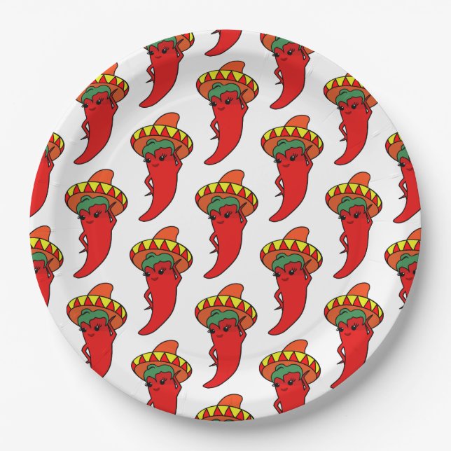 Hot Kawaii Pepper Diva Paper Plate (Front)