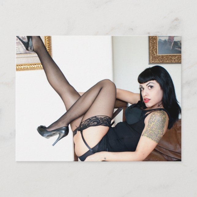 Hot Lady in Black Postcard (Front)