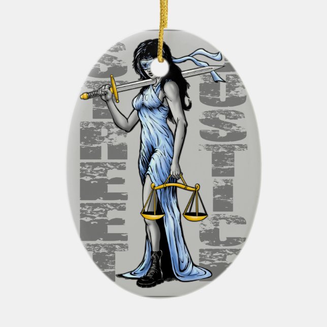 Hot Lady Justice by Street Justice Ceramic Ornament (Front)