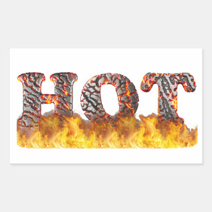 HOT - letters in fire and molten lava Sticker