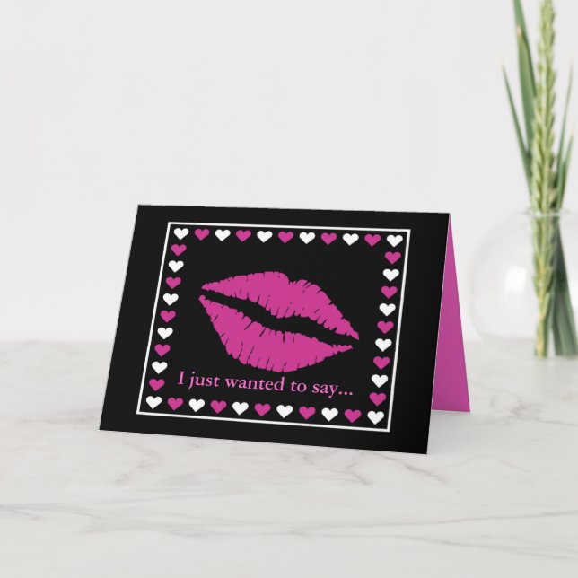 Hot Lip Kiss & Hearts Card (Front)