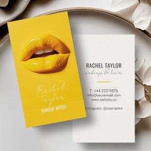 Hot Lips   Cool Yellow Makeup Business Card