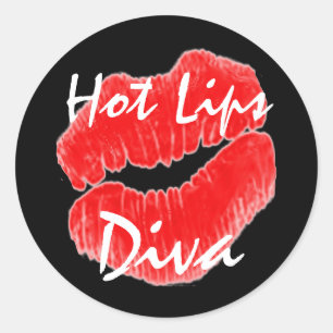 "Hot Lips Diva" In Black Sticker - Customizable