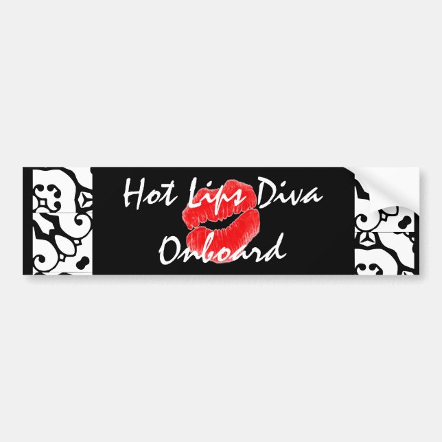 "Hot Lips Diva Onboard" Bumper Sticker (Front)