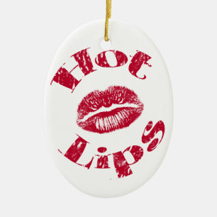 Hot Lips, Red Lips Ceramic Ornament