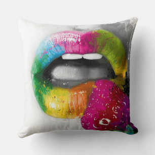Hot Lips Throw Pillow