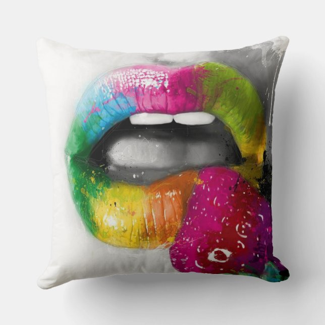 Hot Lips Throw Pillow (Back)