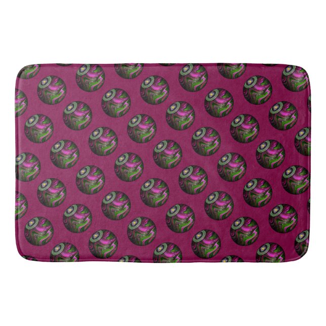 Hot Magenta Lawn Bowls, Memory Foam Bath Mat (Front)