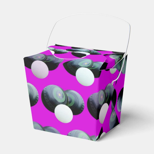 Hot Magenta Lawn Bowls Pattern, Favor Box (Front Side)