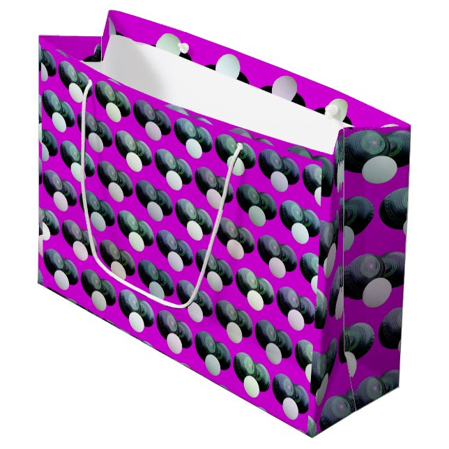 Hot Magenta Lawn Bowls Pattern, Large Gift Bag (Front Angled)